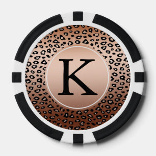 Goud Brons Luipaard Print Ombre monogram Pokerchips