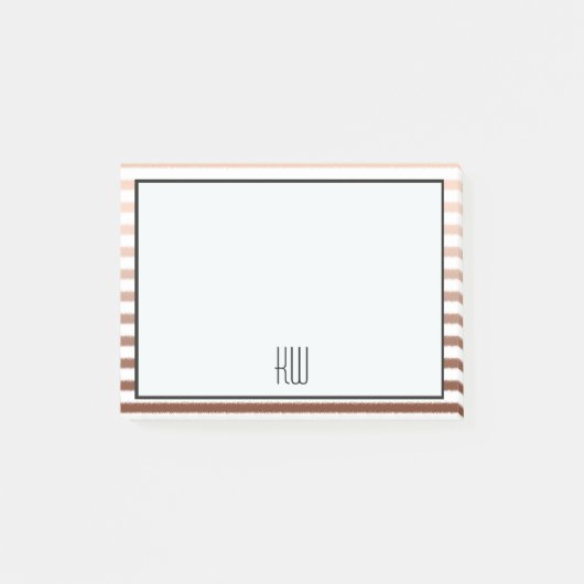 Goud Brons Ombre Strepen monogram Post-it® Notes (Voorkant)