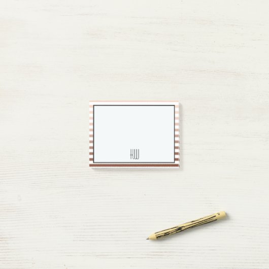 Goud Brons Ombre Strepen monogram Post-it® Notes (Op bureau)