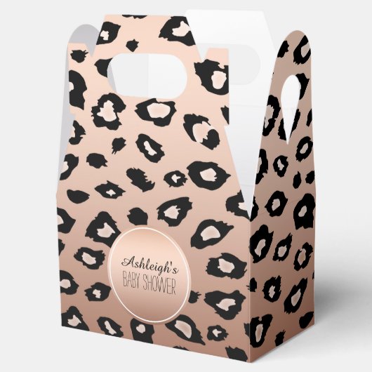 Goud Brons Zwart Luipaard Print Ombre Bedankdoosjes (Geopend)