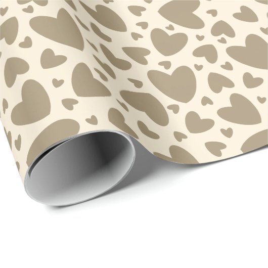 Goud Bronze Love Hearts On Cream Gift Cadeaupapier (Rol Hoek)