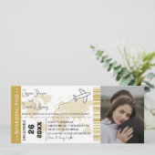 Goud Bruiloft uitnodiging Boarding pass ticket (Staand voorkant)