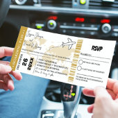 Goud Bruiloft uitnodiging Boarding pass ticket