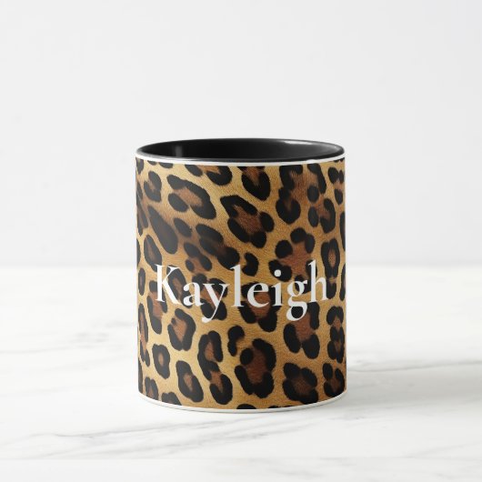 Goud Bruin Leopard Dierenprint Mok (Midden)