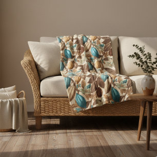 Goud Bruin Turquoise Cacao Patroon Fleece Deken
