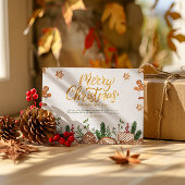 Goud Bruin Vrolijk Kerstthema Kaart