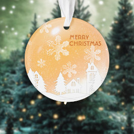 Goud Bruin Wit Sneeuwhuis Kerstmis Nieuwjaar Ornament