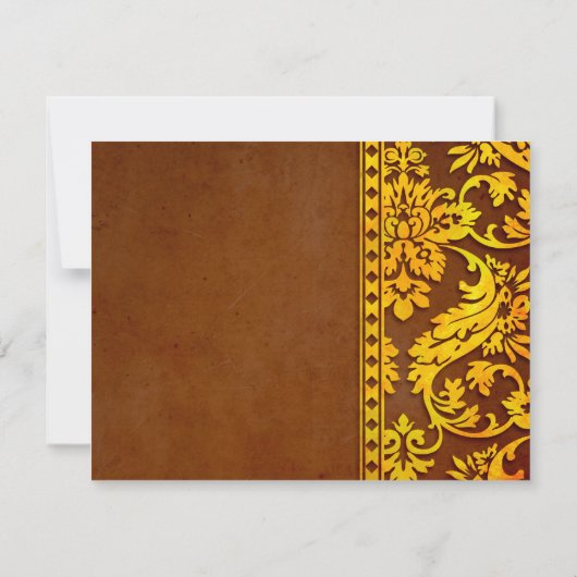 goud & bruine Damask kant sparen de Datum Save The Date (Achterkant)