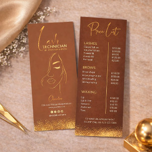 Goud & Bruine Wimpertechnicus Prijslijst   Luxe Sc Reclamekaart