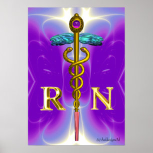 GOUD CADUCEUS GEREGISTREERD VERPLEEGKUNDIGE SYMBOO POSTER