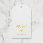 Goud Casual Script en hart met liefde Cadeaulabels (Voorkant)