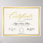Goud Certificaat van voltooiing, award diploma Poster (Voorkant)