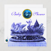 GOUD CHARIOT VAN ZWANEN/KPKJES JONGE BABY SHOWER KAART (Voorkant / Achterkant)