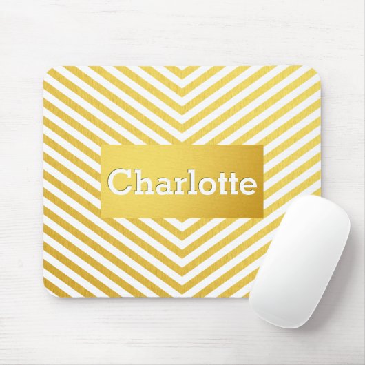 Goud chevron aangepast monogram muismat (Met muis)