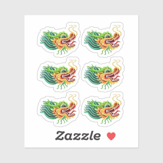 Goud Chinees Drakenhoofd Sticker (Vel)