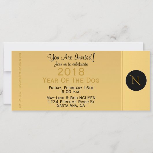 Goud Chinees Hondenpapercut 2018 Monogram Platte K Kaart (Achterkant)