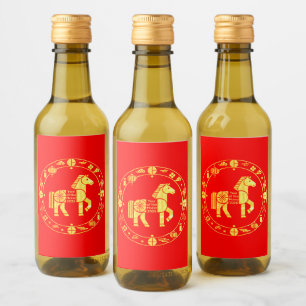 Goud Chinees Nieuwjaar 2026 Wijn Etiket