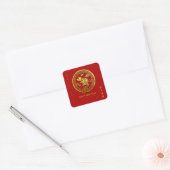 Goud Chinees Papier-gesneden Rat Jaar Kies Kleur S Vierkante Sticker (Envelop)