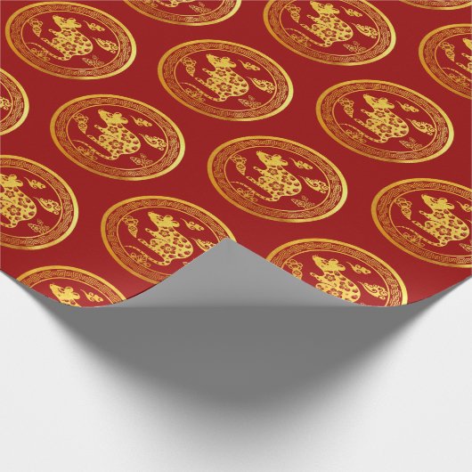 Goud Chinees snijvlak jaar kiezen C WP Cadeaupapier (Hoek)