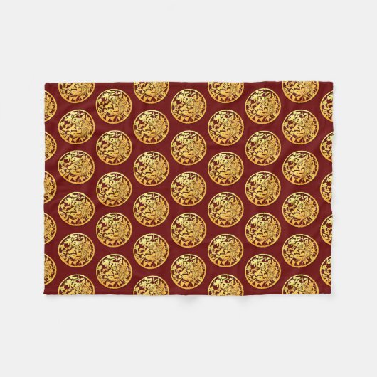 Goud Chinees tijdenjaar met papiersnijden Kies kle Fleece Deken (Voorkant (Horizontaal))