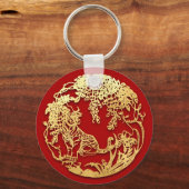 Goud Chinees tijdenjaar met papiersnit Kies de kle Sleutelhanger (Voorkant)