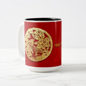 Goud Chinees tijdenjaar met papiersnit Kies kleur Tweekleurige Koffiemok (Voorkant links)