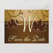 Goud & Chocolade Bruin Fall Wedding Save the Dates Aankondigingskaart (Voorkant)