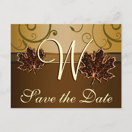 Goud & Chocolade Bruin Fall Wedding Save the Dates Aankondigingskaart (Voorkant)