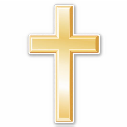 Goud Christelijk Cross Vinyl Custom Cut Stickers (Voorkant)