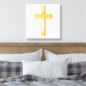 Goud Christelijk Kruis Canvas Art (Insitu (Slaapkamer))