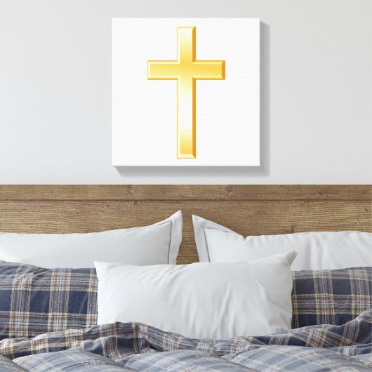 Goud Christelijk Kruis Canvas Art (Insitu (Slaapkamer))