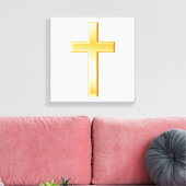 Goud Christelijk Kruis Canvas Art Afdruk (Insitu (Woonkamer))