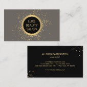 Goud Confetti Circle Grey Visitekaartje (Voorkant / Achterkant)