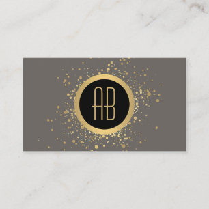 Goud Confetti Circle Monogram Grijs Visitekaartje