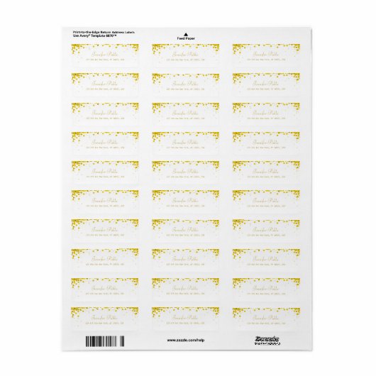 Goud Confetti Elegant Script Luxe Modern Etiket (Full Sheet)