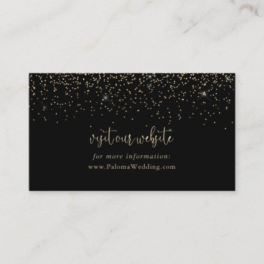 Goud Confetti Fancy Script bruiloft website Informatiekaartje (Voorkant)