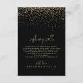 Goud Confetti Fancy Script Bruiloft Wishing Well Informatiekaartje (Voorkant)