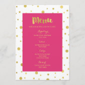 Goud Confetti Fuchsia Hot Roze Bruiloft Menu (Voorkant)