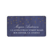 Goud Confetti Navy Bruiloft Etiket (Voorkant)