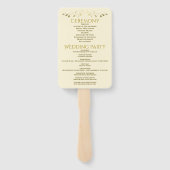 Goud & Cream Elegant Bloeiend Huwelijksprogramma Handwaaier (Achterkant)