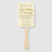 Goud & Cream Elegant Bloeiend Huwelijksprogramma Handwaaier (Voorkant)