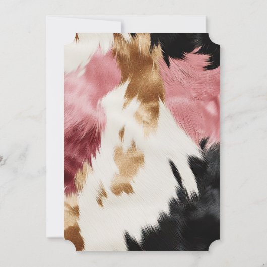 Goud Crème Roze Zwart Cowgirl Koeienhuid Kaart (Achterkant)
