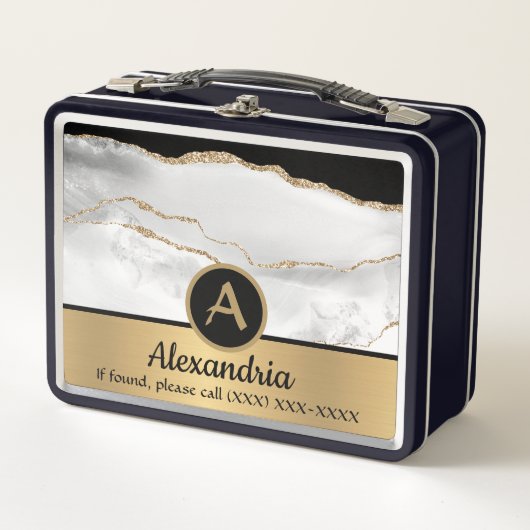 Goud Custom Monogram Zwart-wit Luxe Chique (Voorkant)