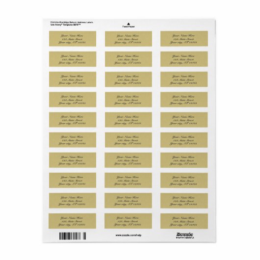 Goud Damask elegant script Etiket (Full Sheet)