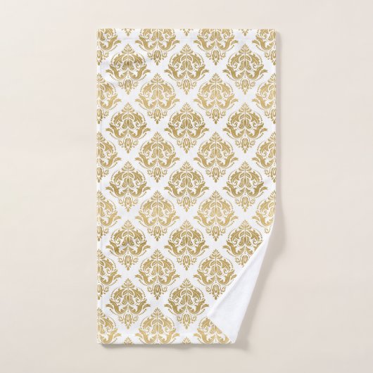 Goud damast patroon op wit bad handdoek (Handdoek)