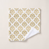 Goud damast patroon op wit bad handdoek (Wasdoekje)