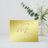 Goud Dank je Metaal Glitter Clean Briefkaart (Staand voorkant)