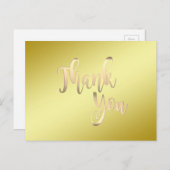 Goud Dank je Metaal Glitter Clean Briefkaart (Voorkant / Achterkant)