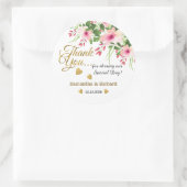 Goud Dank u Bloemen bruiloft gunst Ronde Sticker (Tas)