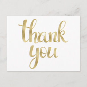 Goud dank u briefkaarten, folie lettertype briefkaart
